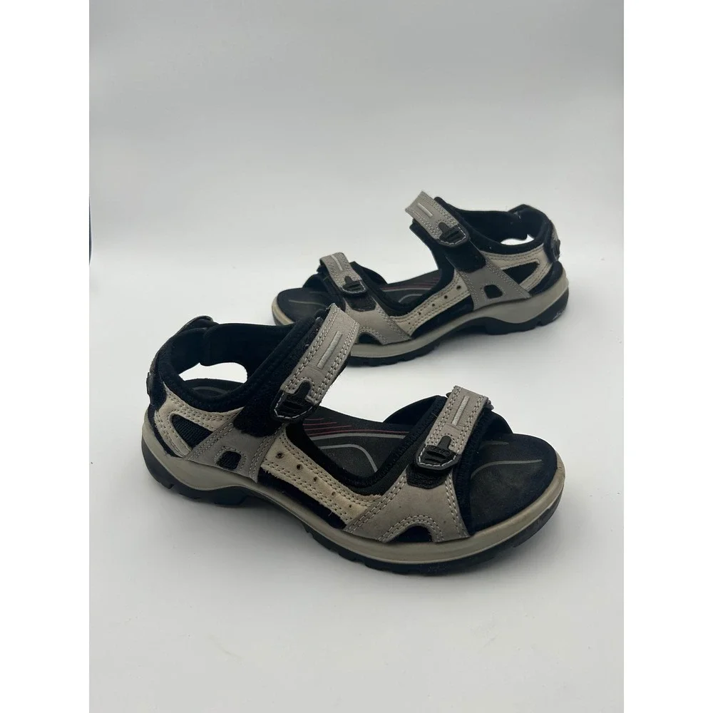 ECCO Receptor Technology Mens Grey Black Athletic Hiking Sandals Size 38‎